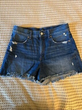 Express Dark Blue Distressed Denim Shorts
